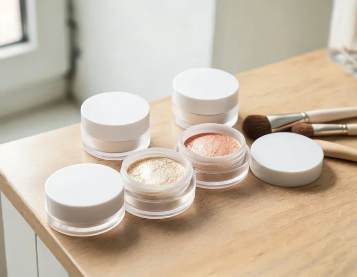 cream highlighter on a cosmetics bench, illustration only